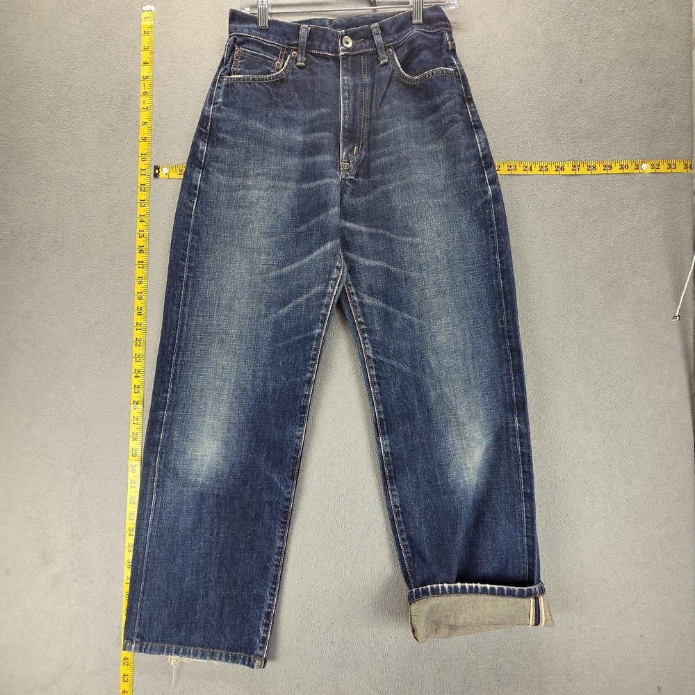 Something Jeans Womens Blue Selvedge Baggy Wide Leg Whiskers Edwin Fits 26x30